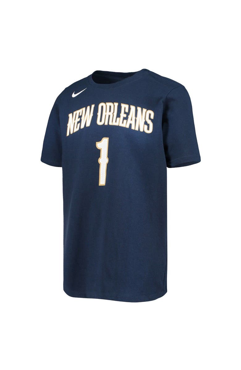 Nike Youth Nike Zion Williamson Navy New Orleans Pelicans Logo Name & Number Performance T-Shirt, Alternate, color, 