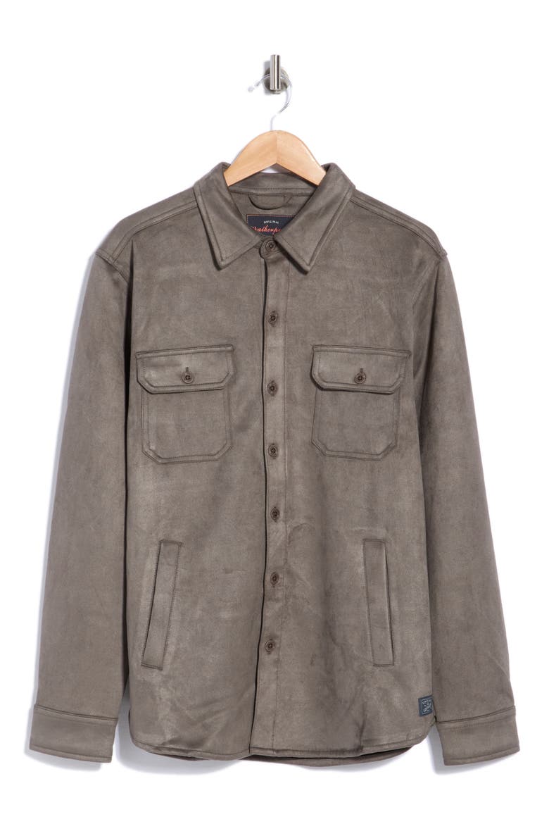 Faux Suede Shirt Jacket, Main, color, GUNMETAL GREY