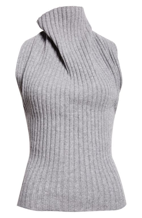 Victoria Beckham Draped Sleeveless Lambswool Blend Sweater In Gray