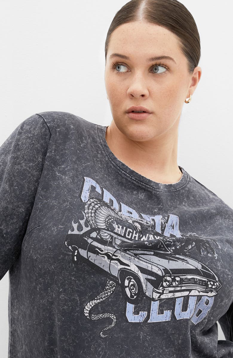 City Chic Kyra Cotton Graphic T-Shirt, Alternate, color, Black Acid Wash