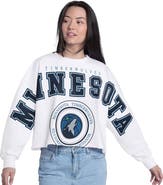 G-III 4HER BY CARL BANKS Women's G-III 4Her by Carl Banks  White Minnesota Timberwolves Bleachers Cropped French Terry Sweatshirt