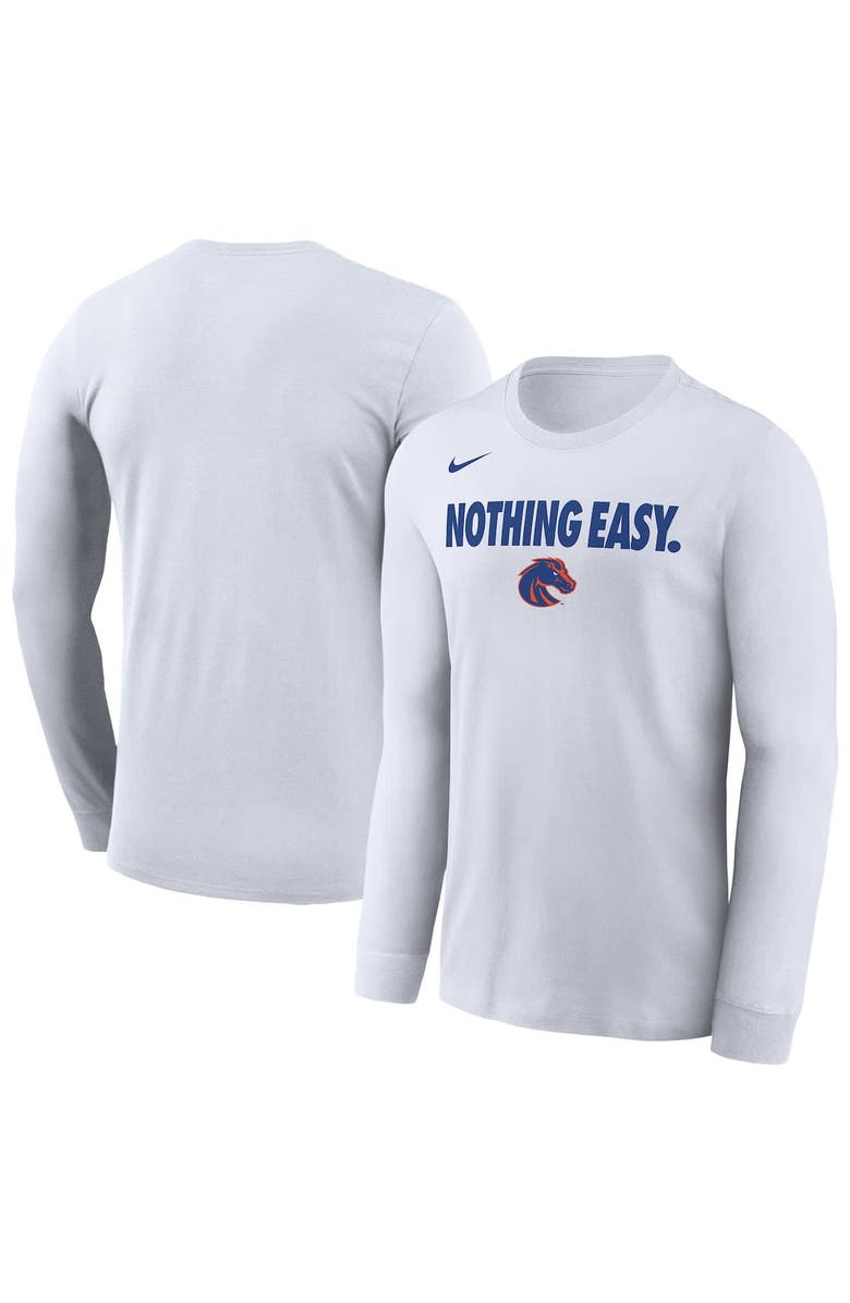 Nike Men's Nike White Boise State Broncos 2025 On-Court Bench Long Sleeve T-Shirt, Alternate, color, 