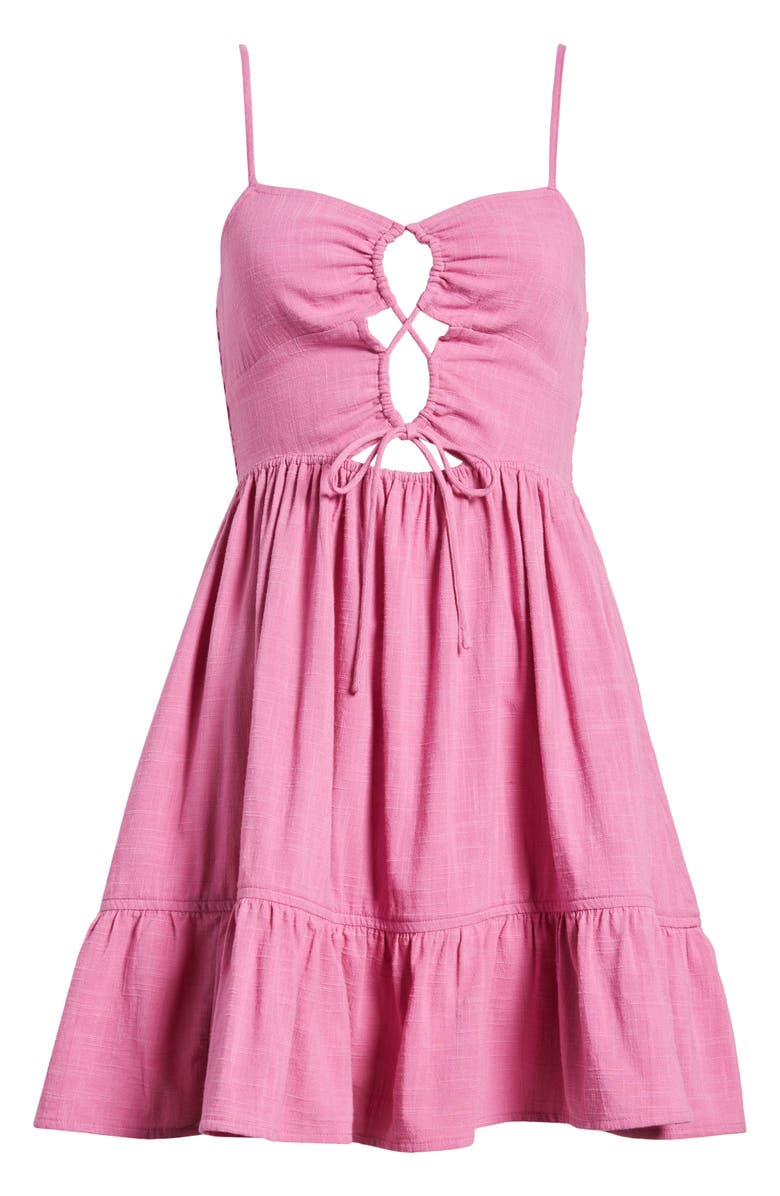 Roxy Jasmine Breeze Smocked Back Mini Sundress, Alternate, color, Rosebud