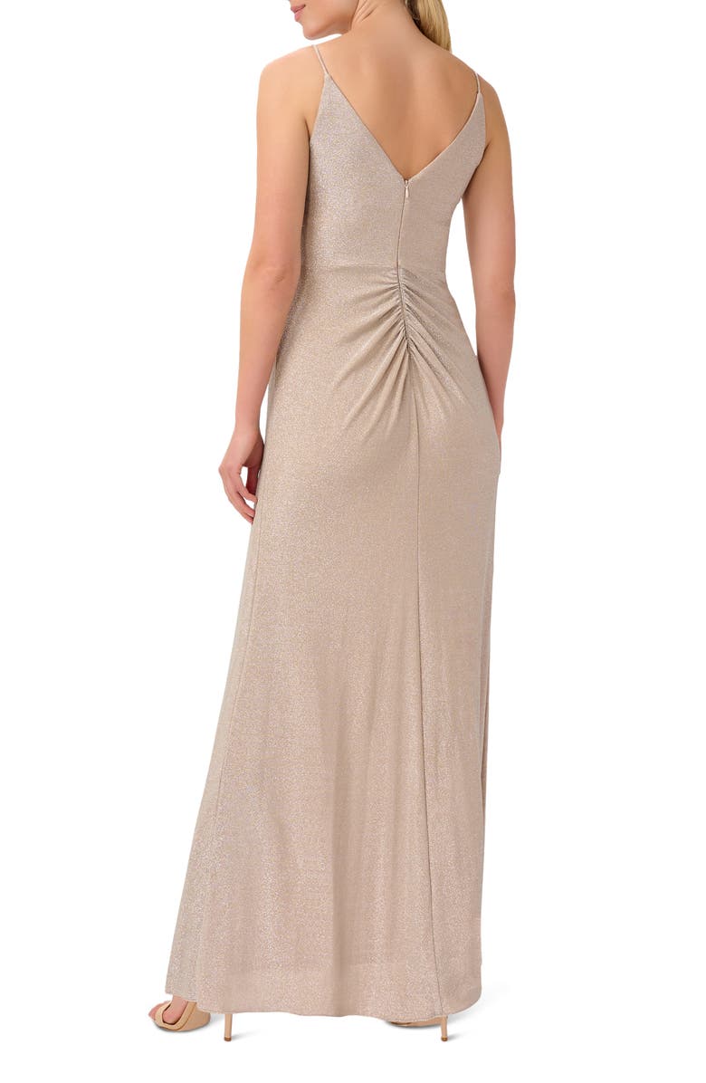 Adrianna Papell Sleeveless Metallic Jersey Gown, Alternate, color,