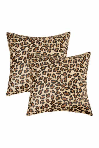Natural Torino Togo Cowhide Pillow 18" X 18" - Leopard - Pack of 2