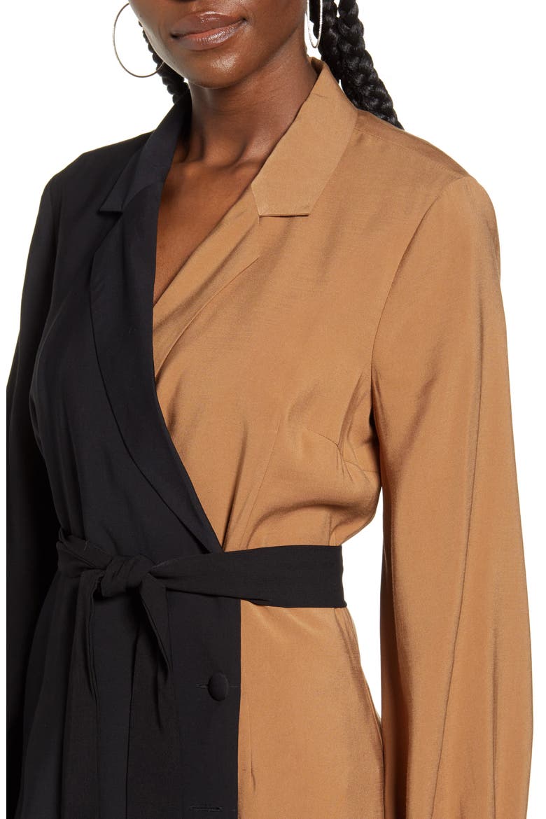 Long Sleeve Shirtdress, Alternate, color, BLACK AND TOBACCO BROWN