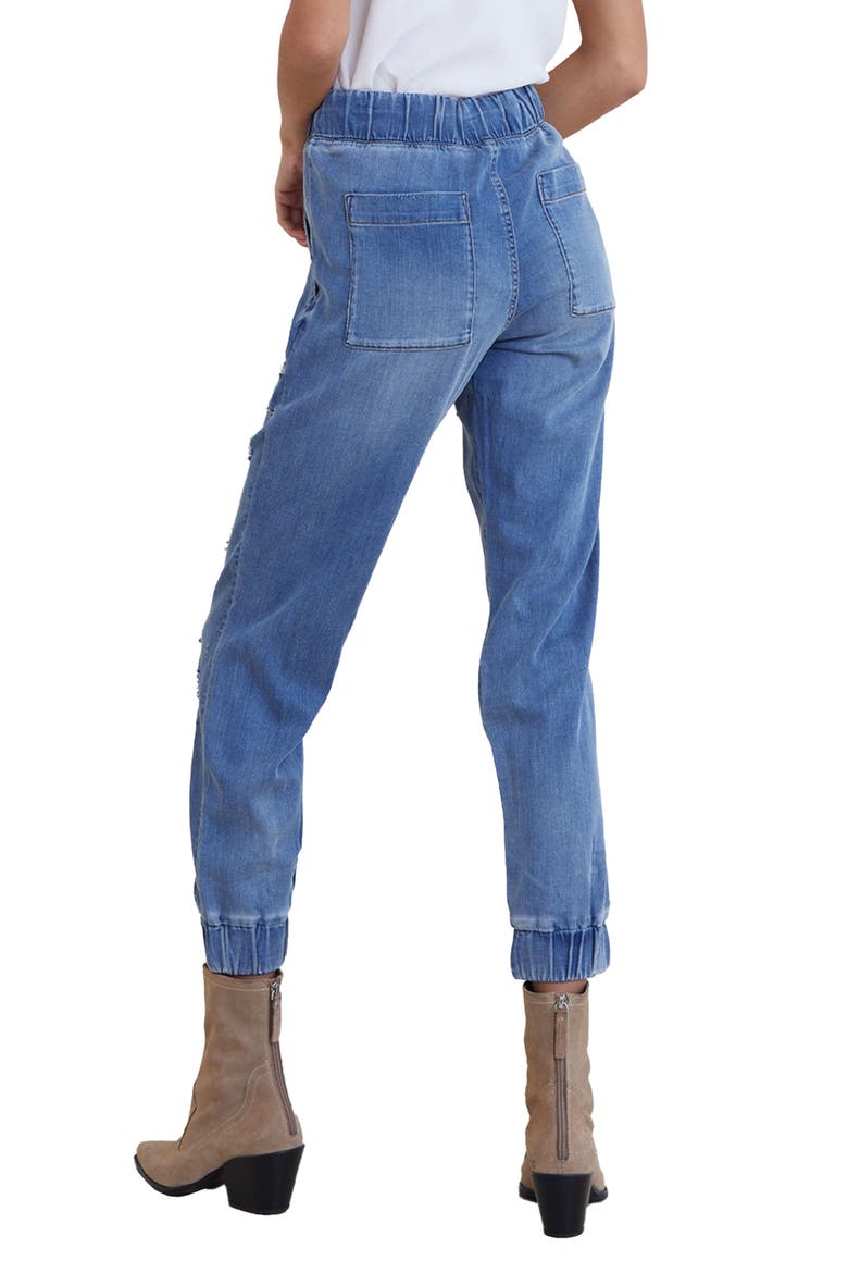 Ripped High Waist Denim Joggers, Alternate, color, VENICE WASH