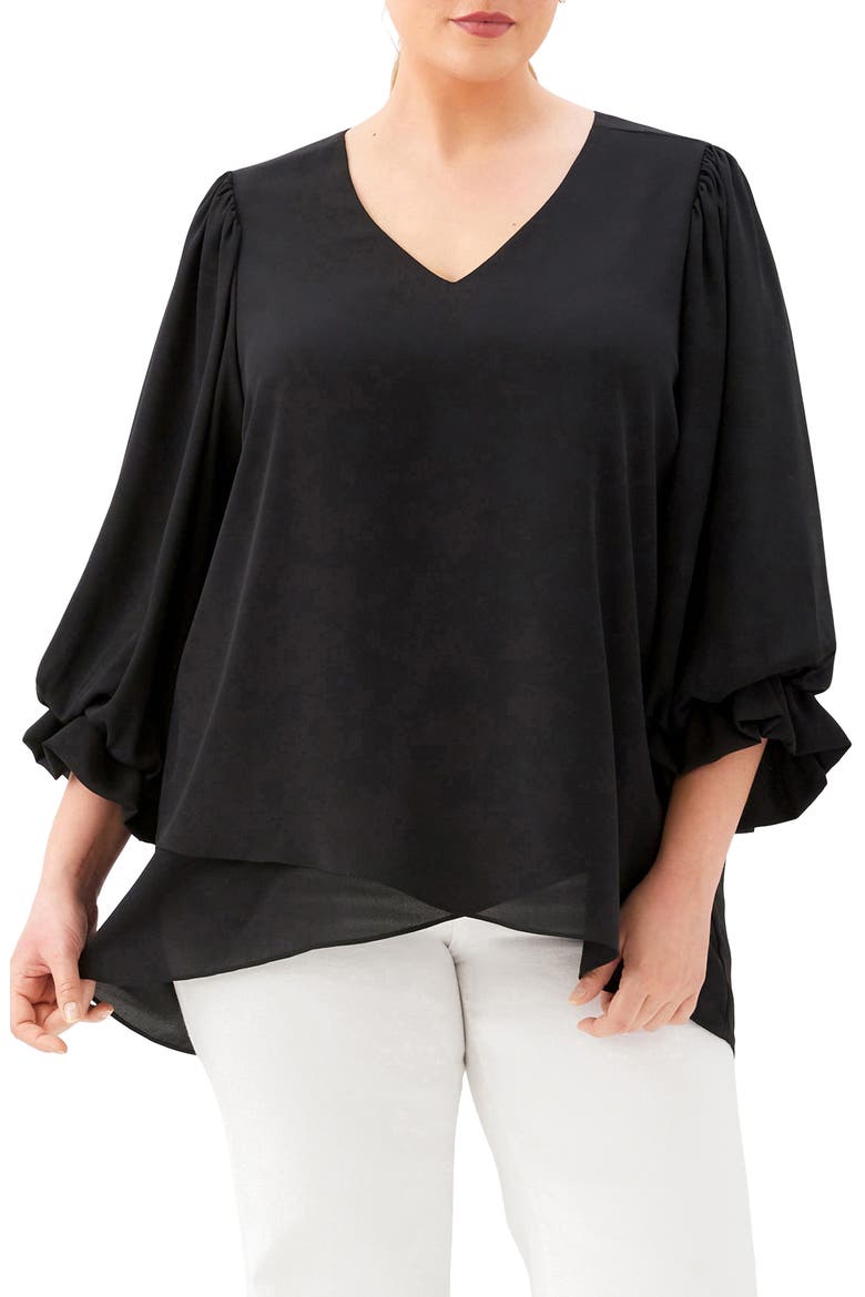 Crossover Hem Asymmetric Top, Main, color, BLACK