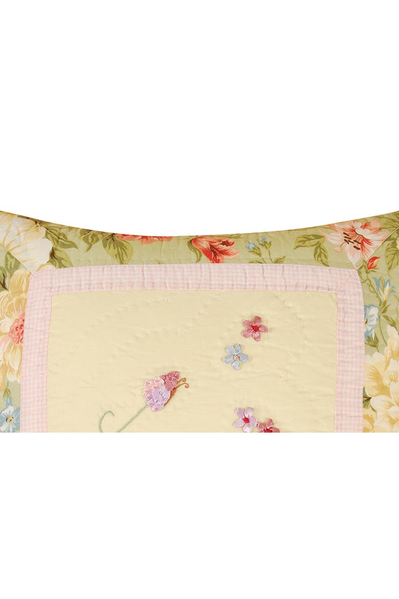 Garden Melody Ribbon Art Pillow, 18" x 18", Alternate, color, Yellow