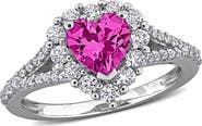 DELMAR Lab Created Pink Sapphire & Lab Created White Sapphire Ring