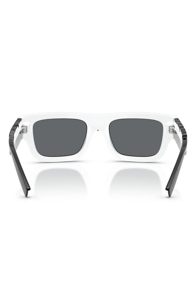 Dolce&Gabbana Kids' 47mm Small Rectangular Sunglasses, Alternate, color, Black/ White / Grey Black