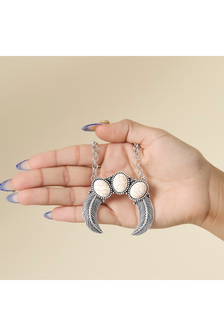 Ox Silver Western Necklace, Alternate, color, Silver/White