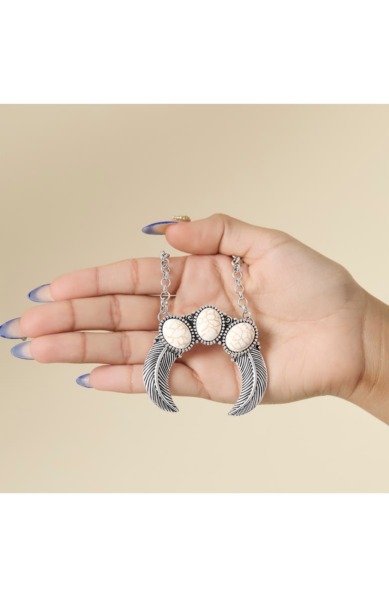 Jessica Simpson Ox Silver Western Necklace, Alternate, color, Silver/White