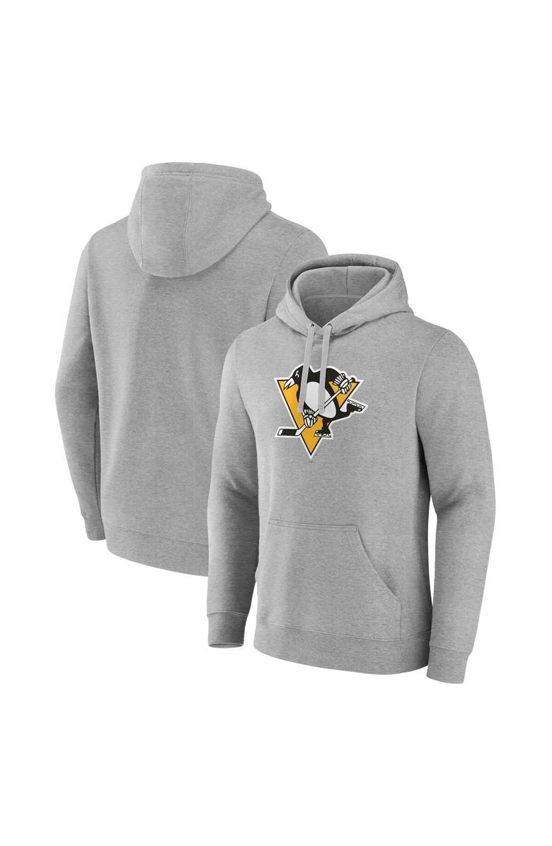 FANATICS Men's Fanatics Branded Heather Gray Pittsburgh Penguins Primary Logo Pullover Hoodie, Main, color, Heather Gray