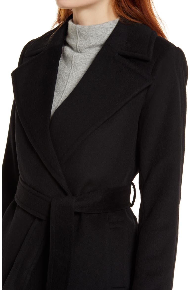 Women's Wool & Cashmere Blend Wrap Coat, Alternate, color, BLACK