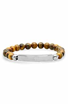 Stainless Steel ID & Tiger Eye Beaded Bracelet