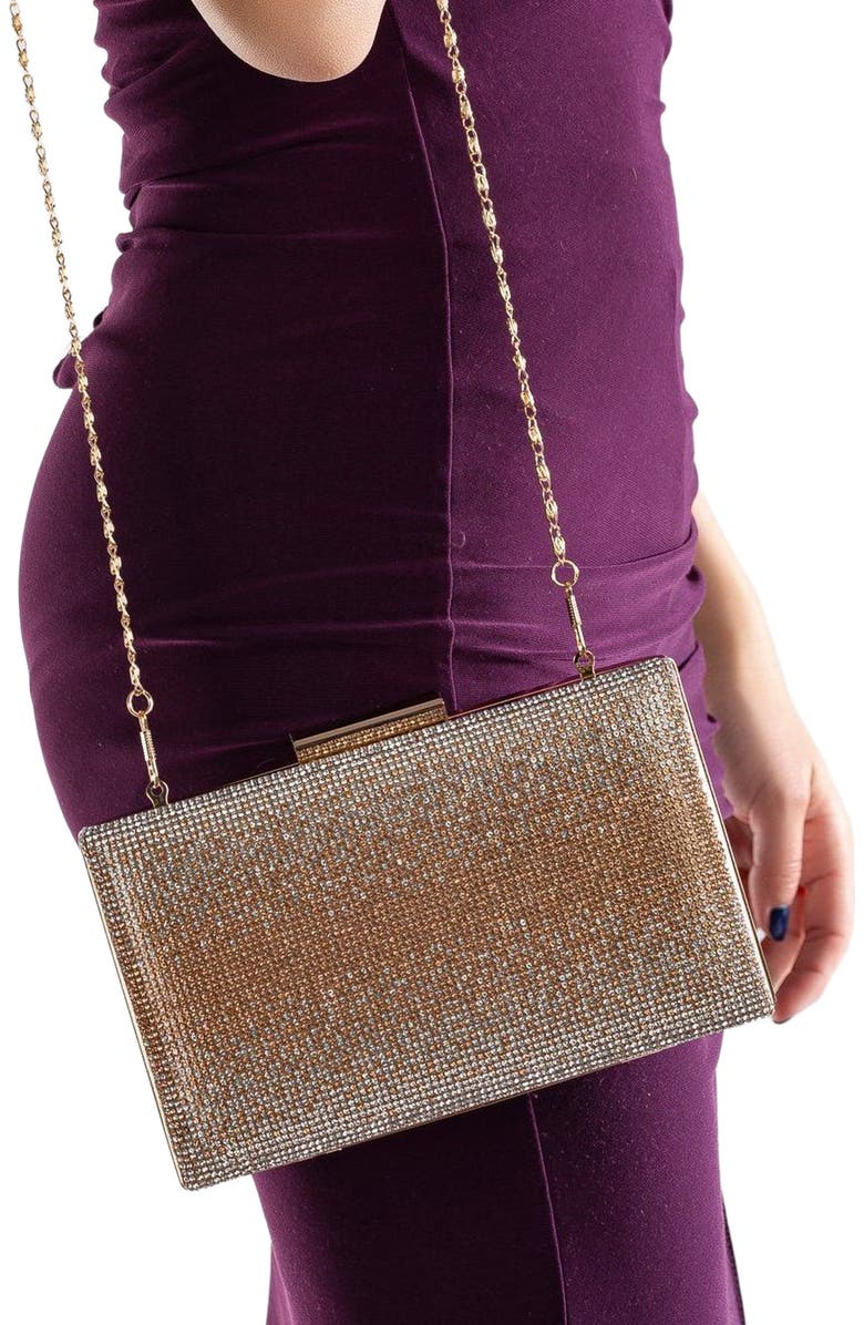 Forever & Always Shoes Clara Evening Clutch, Alternate, color, Rose Gold Glitter