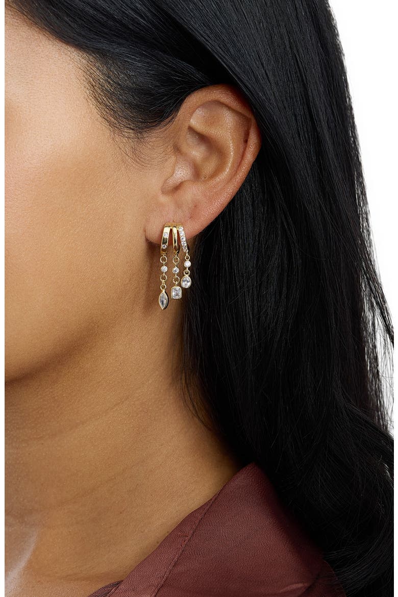 Modern Muse CZ Charm Hoop Earrings, Alternate, color, GOLD