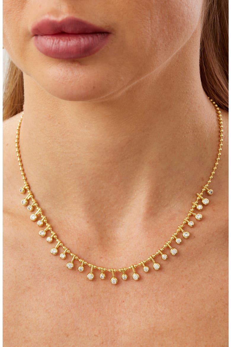 Bezel Cubic Zirconia Ball Chain Necklace, Alternate, color, YELLOW