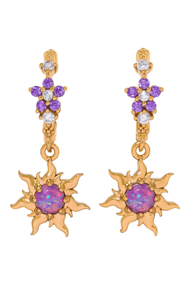 Disney Princess Tangled Hinge Hoop Earrings, Main, color, GOLD