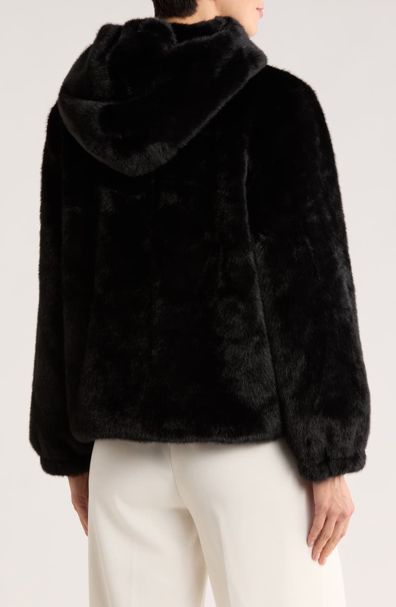 Rebecca Minkoff Faux Fur Hooded Jacket, Alternate, color, Black