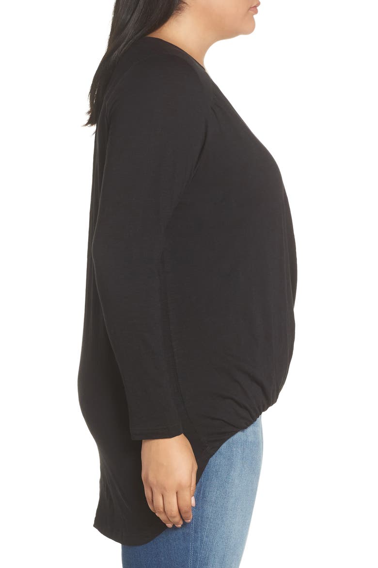 Faux Wrap Top, Alternate, color, BLACK