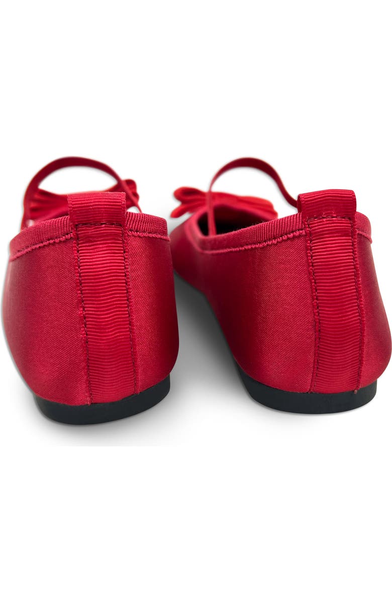 Yosi Samra Kids' Miss Emory Satin Mary Jane Flat, Alternate, color, Red Satin / Velvet Bow