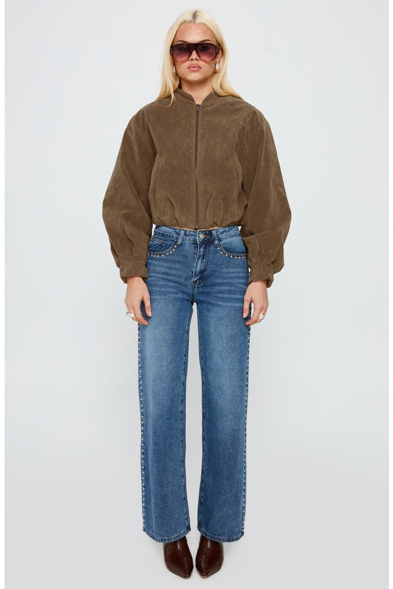 Jessalyn Faux Sude Jacket, Alternate, color, BROWN