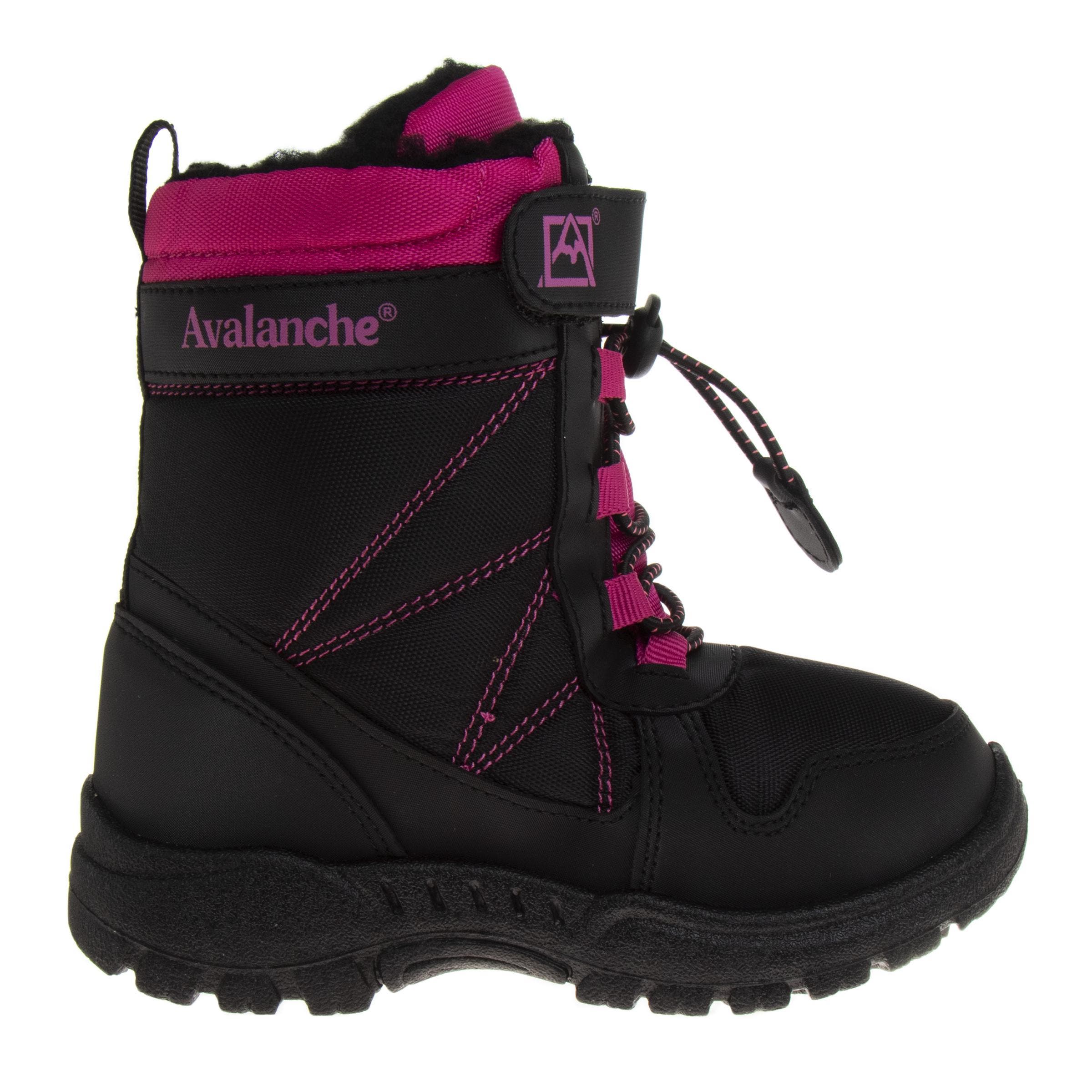 Snow Boots for Boys, Waterproof Insulated Winter Thermal Durable Cold Weather Ready Boots, Alternate, color, Black Pink
