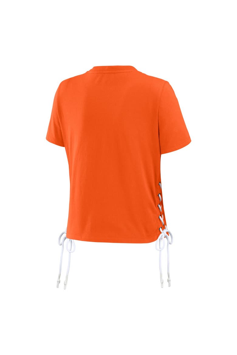 Women's WEAR by Erin Andrews Orange Clemson Tigers Side Lace-Up Modest Crop T-Shirt, Alternate, color, Orange