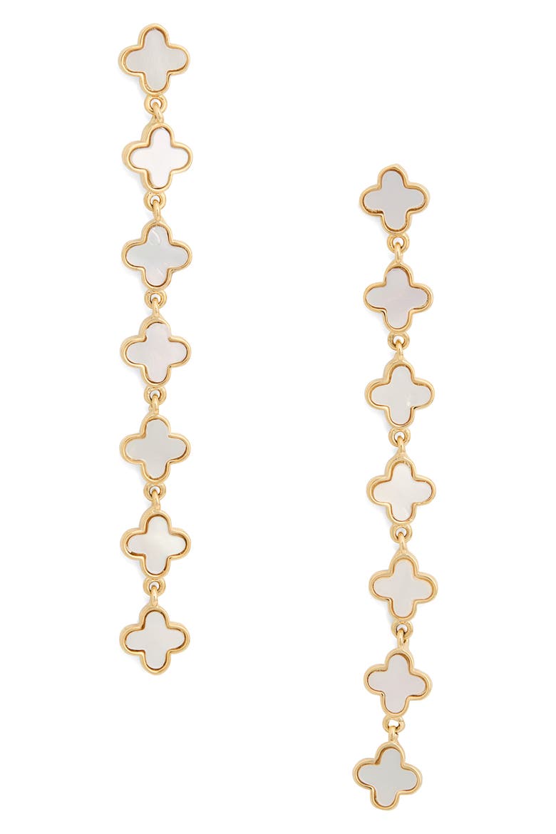 Angelica Clover Linear Drop Earrings, Main, color, GOLD
