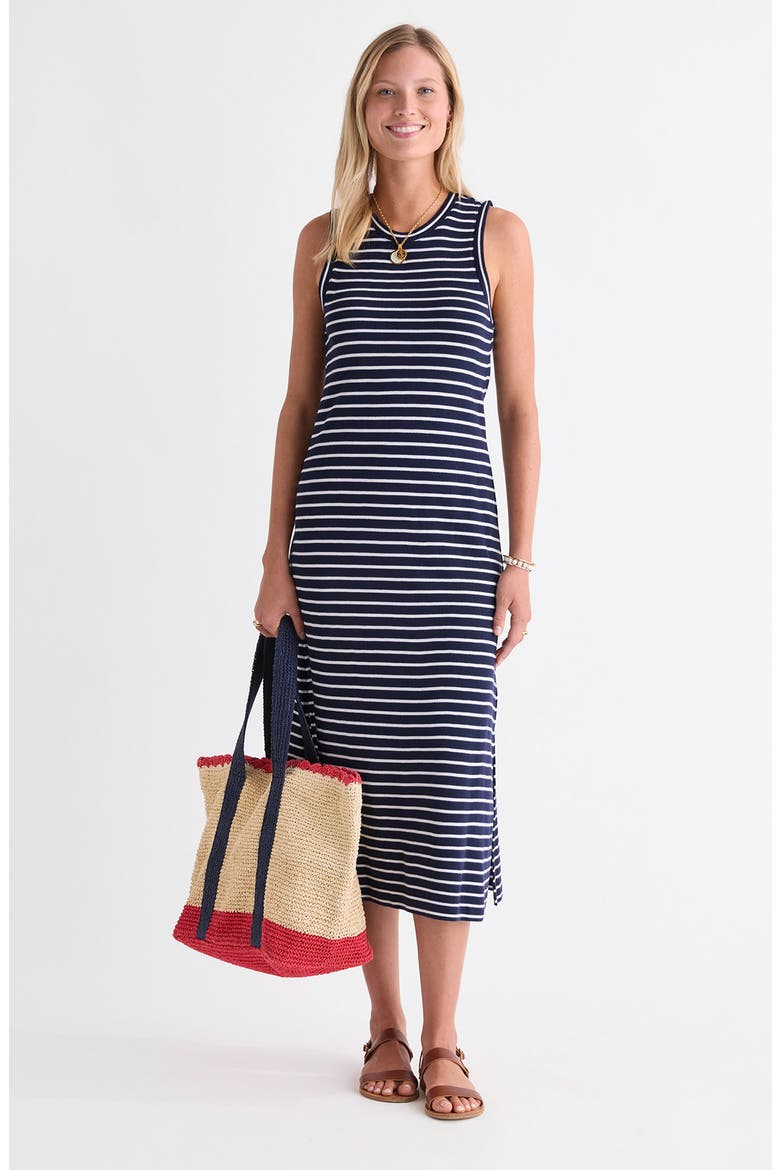 Terry Midi Dress, Alternate, color, BAY STRIPE NAVY