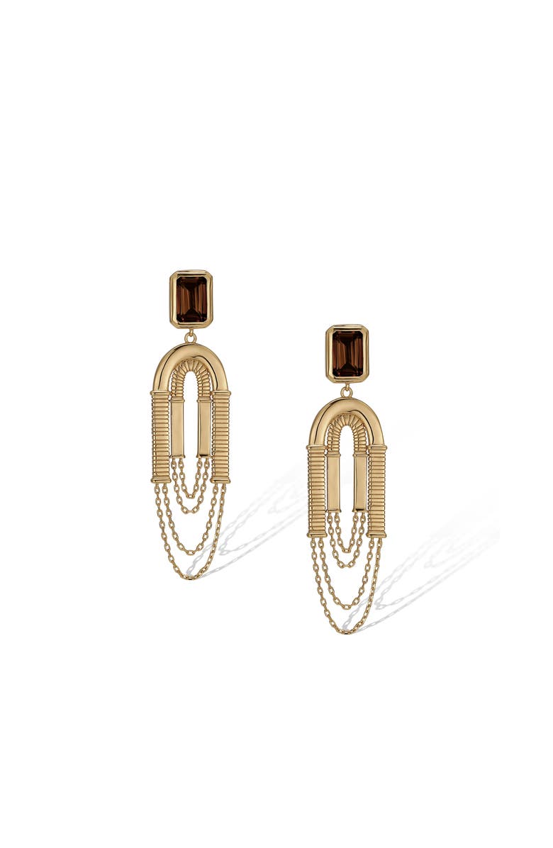 RC RETRO CHIC Olympieion Tassels Earrings, Main, color, Brown & Gold