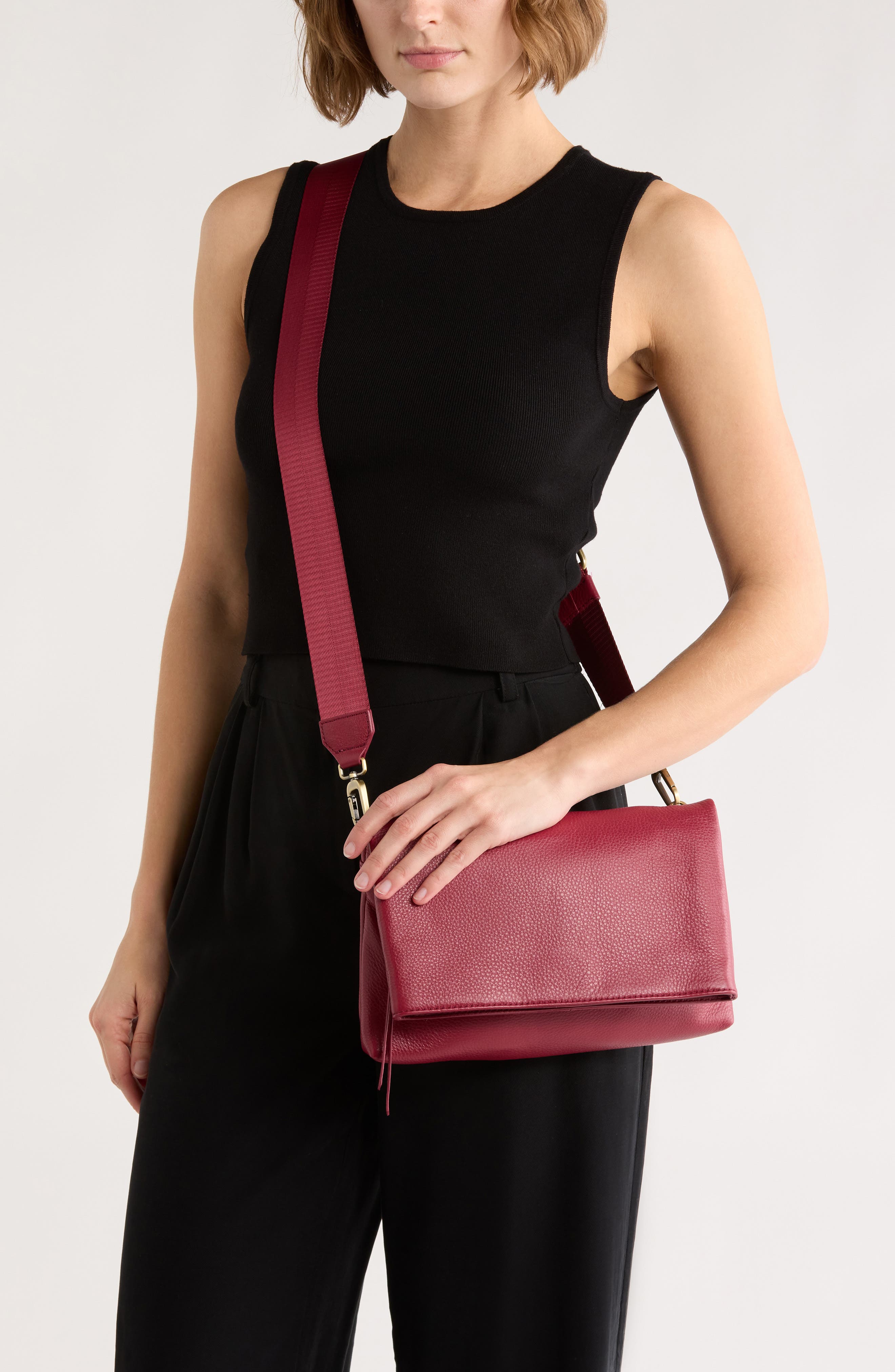 HOBO Grant Leather Crossbody Bag, Alternate, color, Wine
