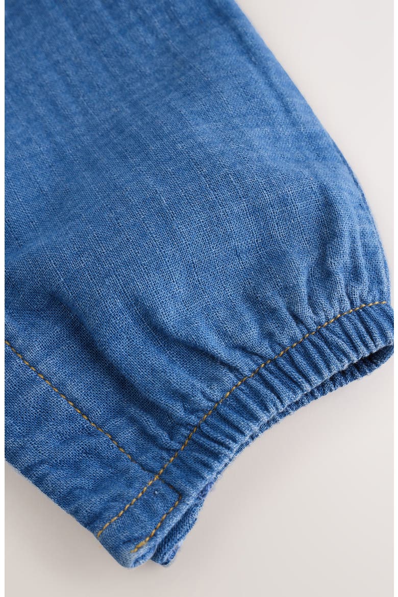 Denim Frill Romper, Alternate, color, BLUE