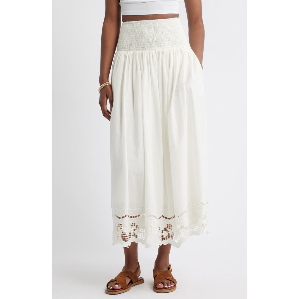 Shop Treasure & Bond Embroidered Eyelet Cotton Smocked Waist Skirt