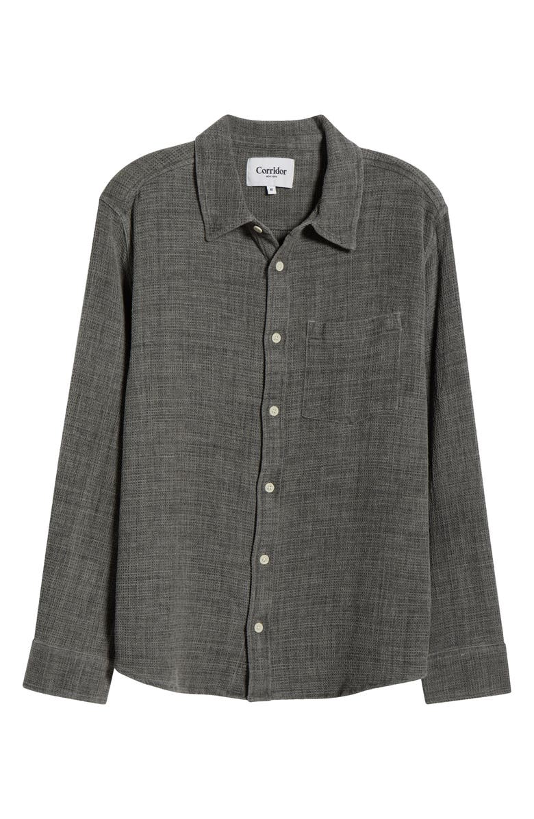 Corridor Pigment Dyed Cotton Waffle Button-Up Shirt, Alternate, color, Grey