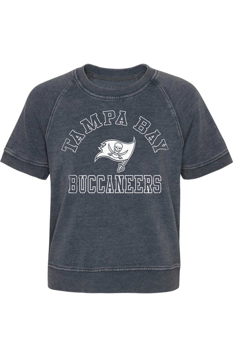 Outerstuff Girls Juniors Heather Charcoal Tampa Bay Buccaneers Cheer Squad Raglan T-Shirt, Alternate, color, Heather Charcoal