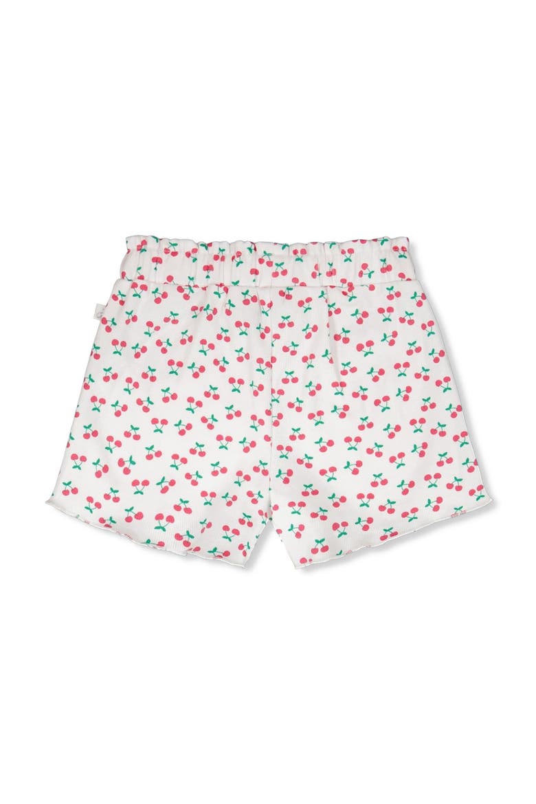 Elastic Waist Rib Cherries Shorts, Alternate, color, White with Cherry Print