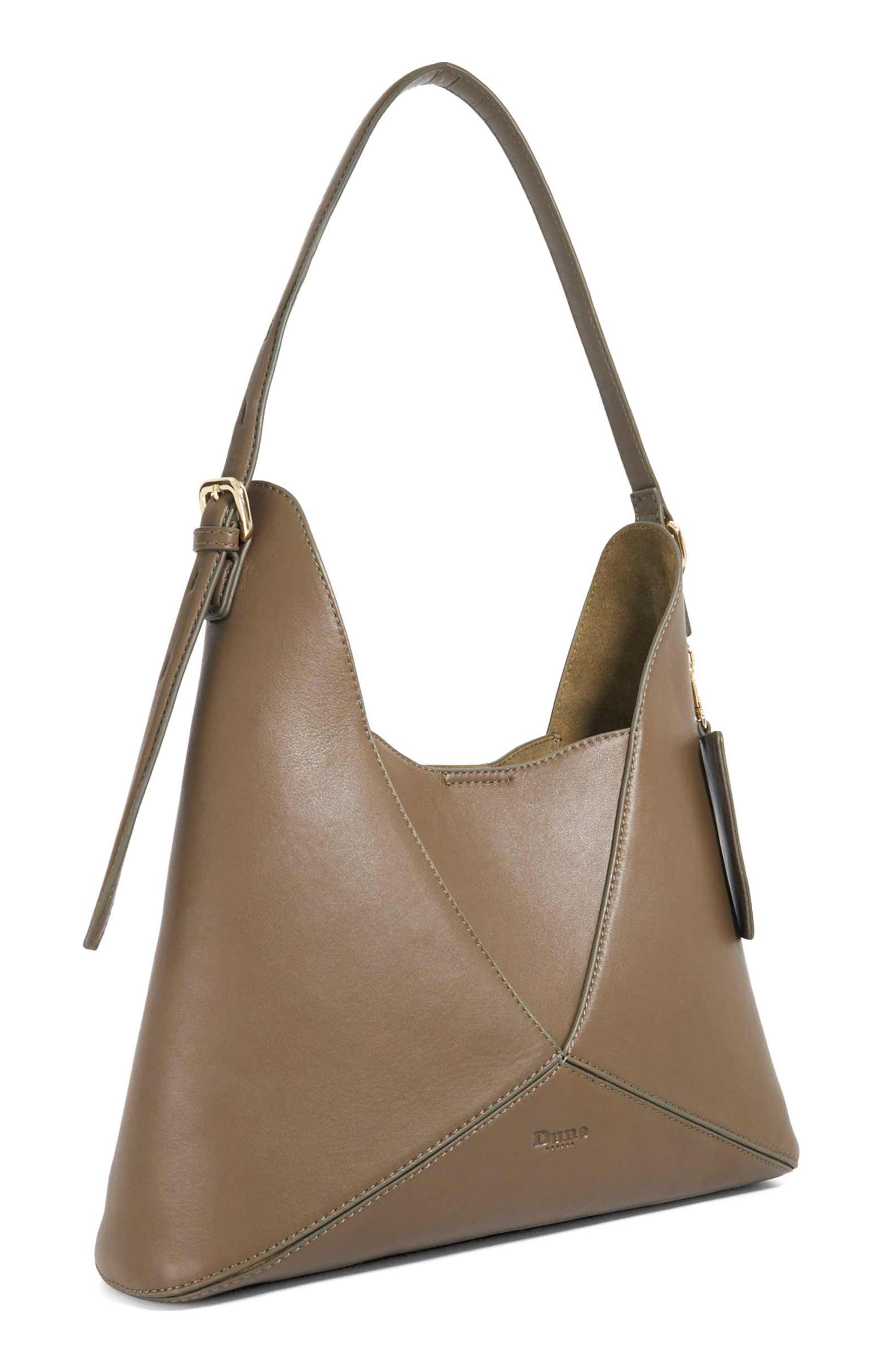 Dune London Dinidearest Leather Shoulder Bag, Alternate, color, Khaki