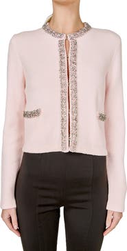 Endless Rose Bouclé Jewel Trim Cardigan