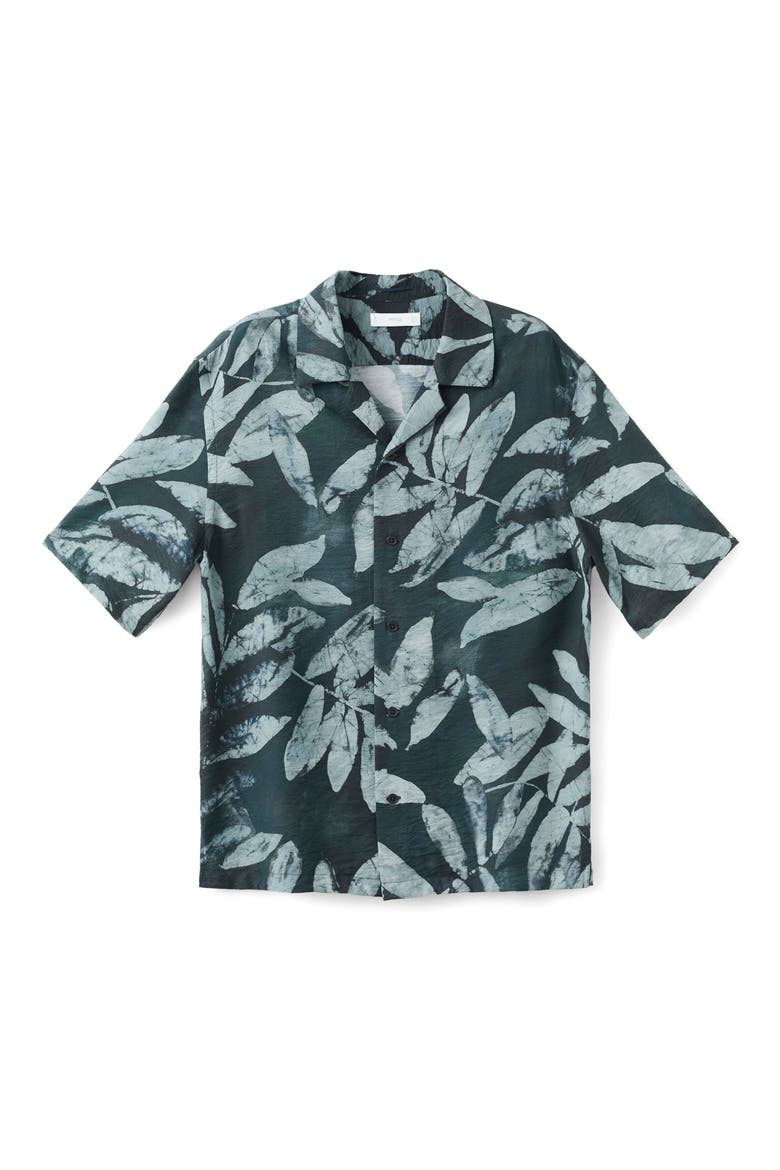 Tropical Print Camp Shirt, Alternate, color, EMERALD GREEN