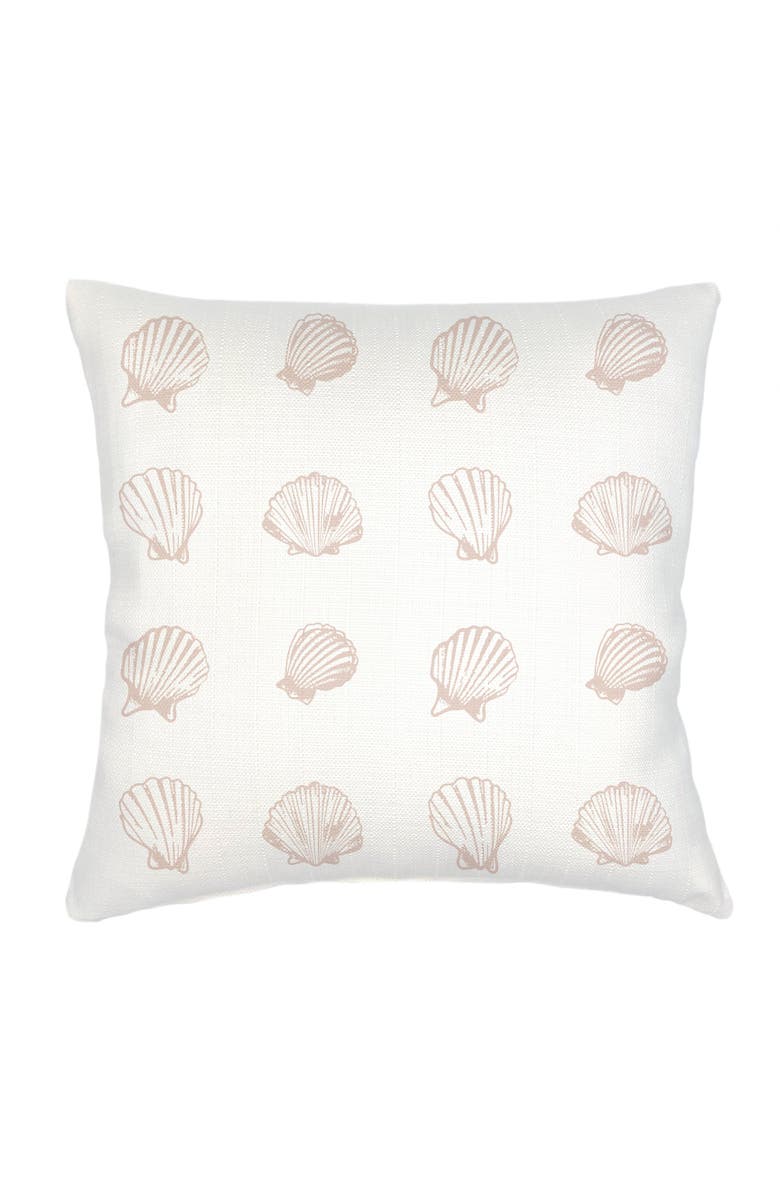 Anaya Saltwater Shell Printed Linen Euro Pillow with Down Alternative Insert, Main, color, Beige