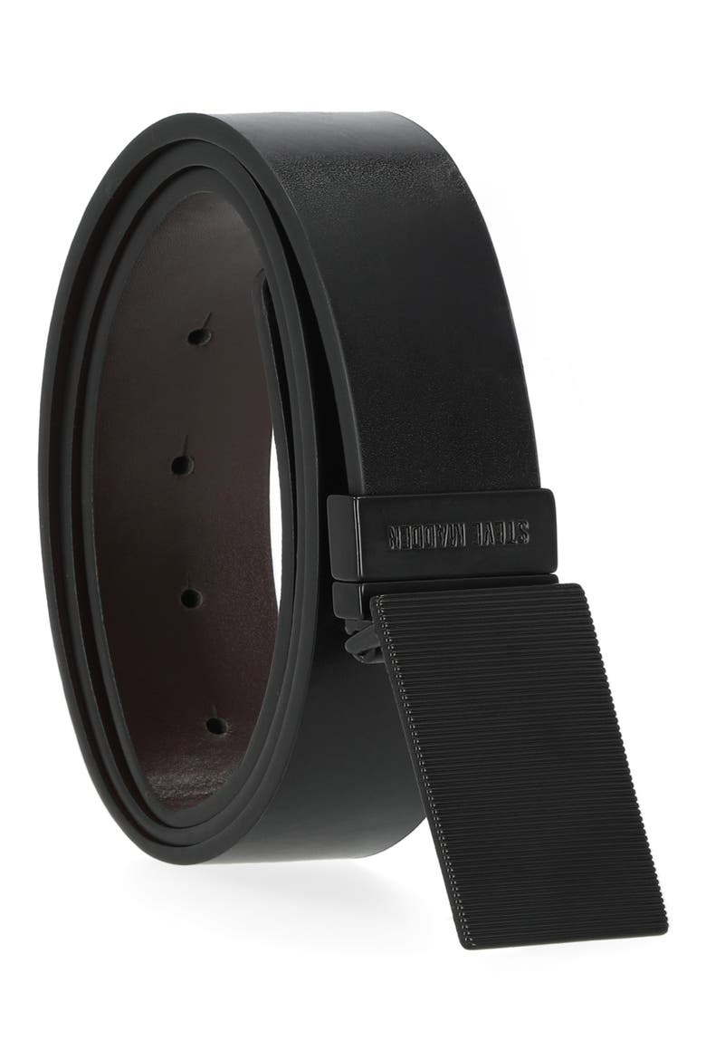 Plaque Buckle Reversible Belt, Alternate, color, BLACK/ BROWN