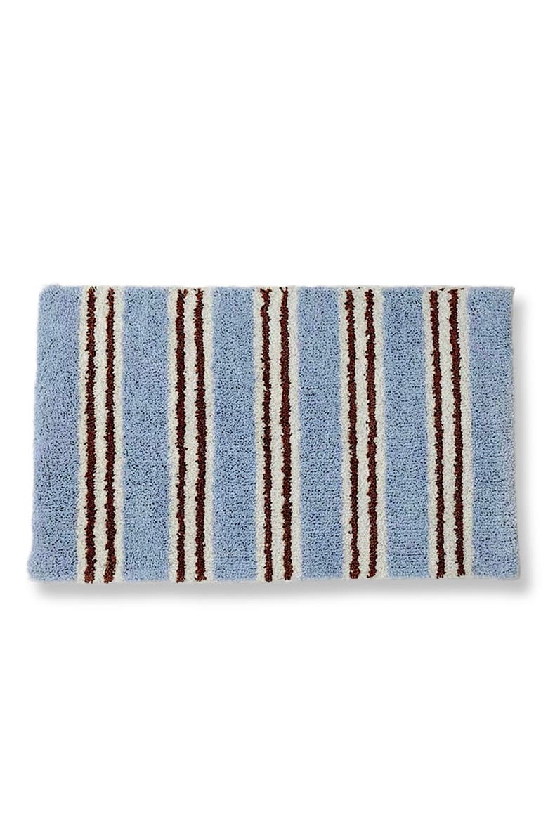 Ultra Soft Retro Stripe Bath Rug, Main, color, Blue