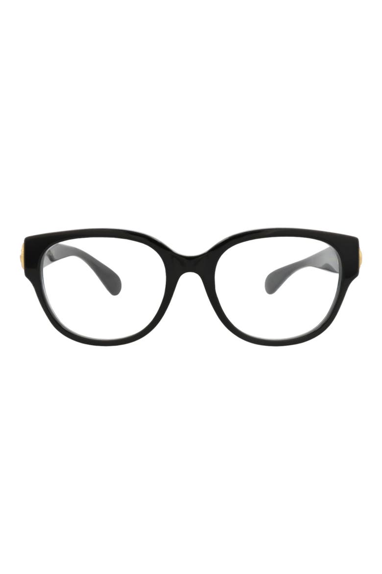54mm Round Optical Glasses, Main, color, BLACK BLACK TRANSPARENT