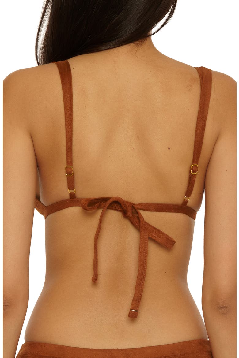 Montauk Faux Suede Bikini Top, Alternate, color, ALMOND