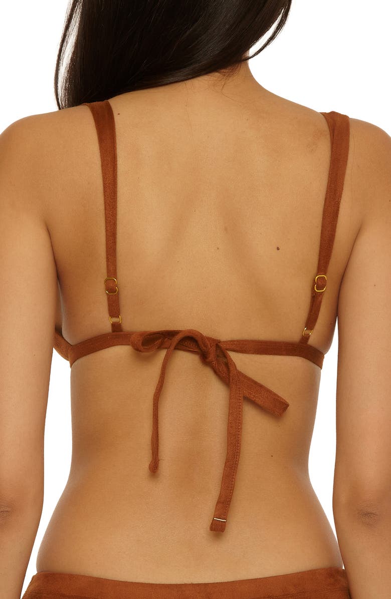 Lucky Brand Montauk Faux Suede Bikini Top, Alternate, color, Almond