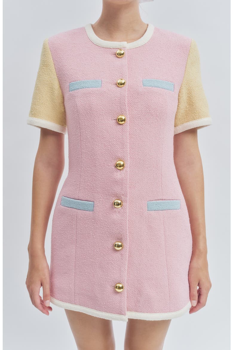 Taylor Colorblock Tweed Minidress, Alternate, color, PINK MULTI