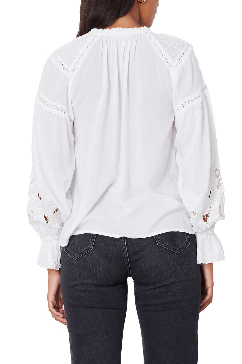 Stevie Lace Inset Embroidered Blouse, Alternate, color, Off White